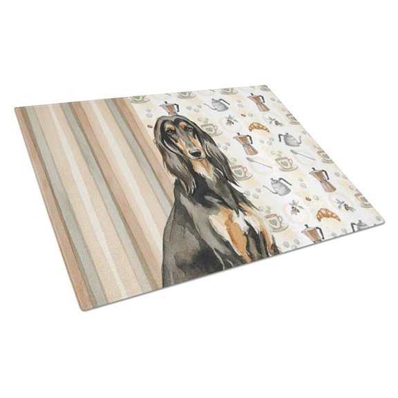 Carolines Treasures WDK7265LCB 11.25 x 15.25 in. Black & Tan Afghan Hound Coffee Bar Glass Cutting Board
