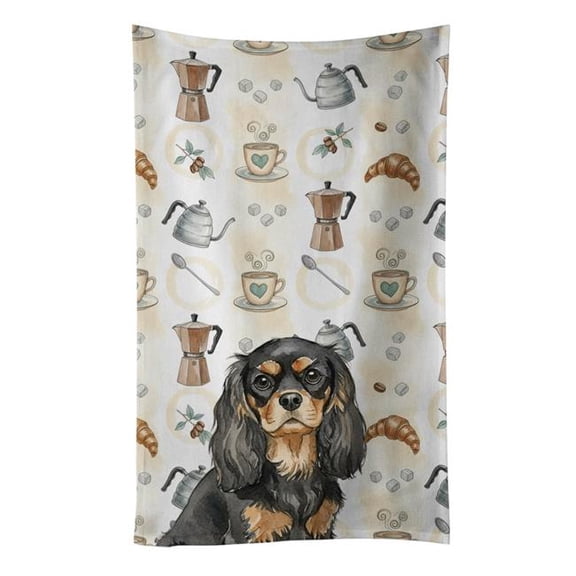 Carolines Treasures WDK7362KTWL 25 x 15 in. Black & Tan Cavalier Spaniel Coffee Bar Kitchen Towel