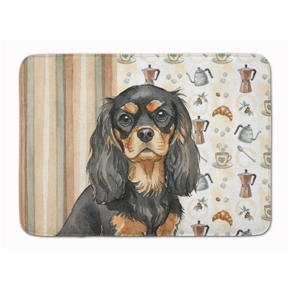 Carolines Treasures WDK7362RUG 19 x 27 in. Black & Tan Cavalier Spaniel Coffee Bar Memory Foam Kitchen Mat