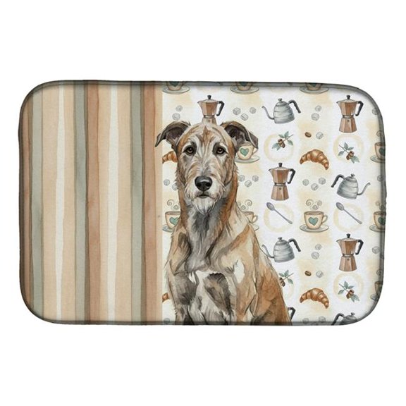 Carolines Treasures WDK7474DDM 21 x 14 in. Brindle Irish Wolfhound Coffee Bar Dish Drying Mat