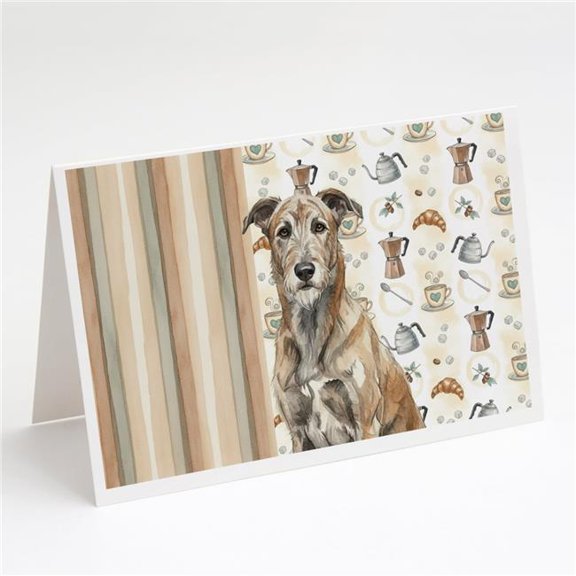 Carolines Treasures WDK7474GCA7P 5 x 7 in. Brindle Irish Wolfhound Coffee Bar Greeting Cards, Pack of 8