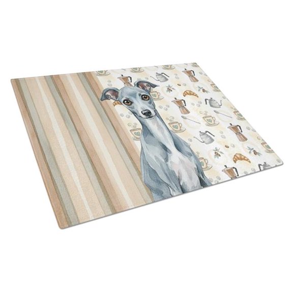 Carolines Treasures WDK7478LCB 11.25 x 15.25 in. Blue Italian Greyhound Coffee Bar Glass Cutting Board