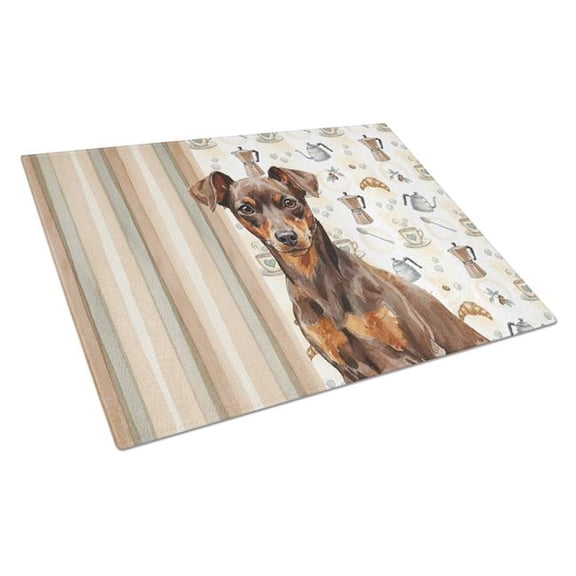 Carolines Treasures WDK7514LCB 11.25 x 15.25 in. Chocolate & Rust Miniature Pinscher Min Pin Coffee Bar Glass Cutting Board