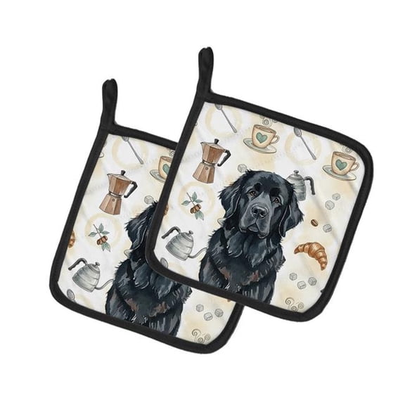 Carolines Treasures WDK7524PTHD 7.5 x 7.5 in. Black Found Land Coffee Bar Pair of Pot Holders