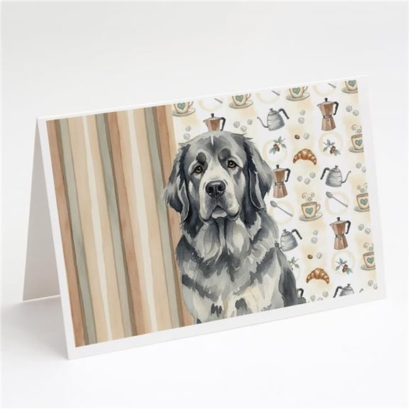 Carolines Treasures WDK7526GCA7P 5 x 7 in. Gray foundland Coffee Bar Greeting Cards, Pack of 8