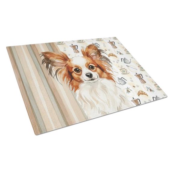 Carolines Treasures WDK7544LCB 11.25 x 15.25 in. White with Red Papillon Coffee Bar Glass Cutting Board