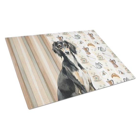 Carolines Treasures WDK7594LCB 11.25 x 15.25 in. Black & Tan Saluki Coffee Bar Glass Cutting Board