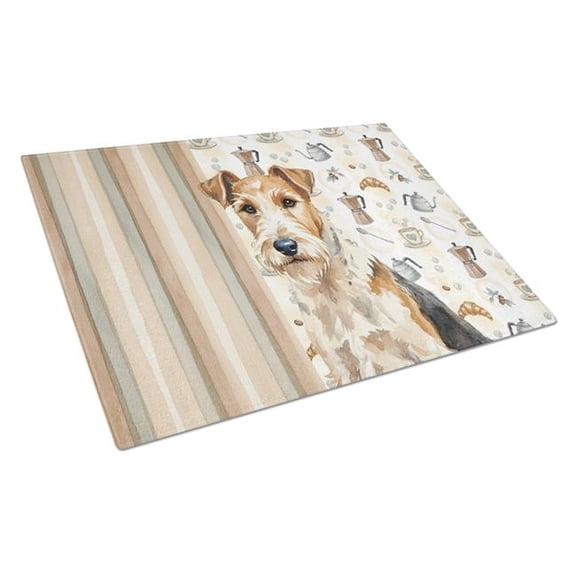 Carolines Treasures WDK7657LCB 11.25 x 15.25 in. Wire Fox Terrier Coffee Bar Glass Cutting Board