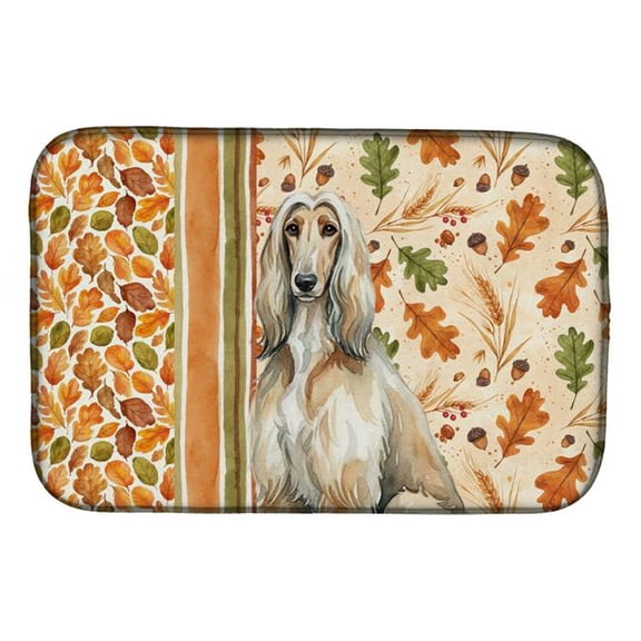 Carolines Treasures WDK7666DDM 21 x 14 in. Afghan Hound Heirloom Fall Dish Drying Mat - Multi Color