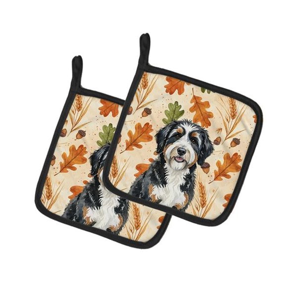 Carolines Treasures WDK7712PTHD 7.5 x 7.5 in. Bern Doodle Heirloom Fall Pair of Pot Holders