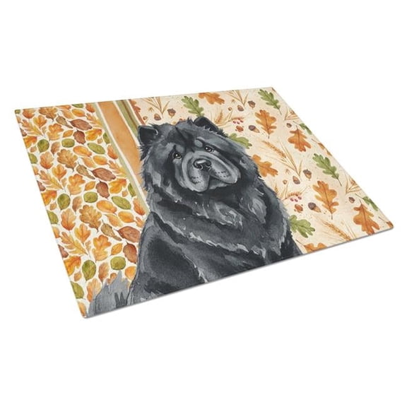 Carolines Treasures WDK7777LCB 15 x 12 in. Black Chow-Chow Heirloom Fall Glass Cutting Board