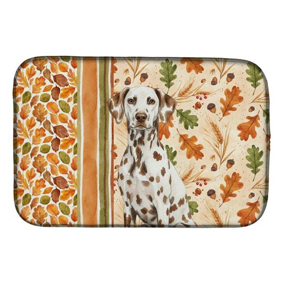 Carolines Treasures WDK7805DDM 21 x 14 in. Liver Dalmatian Heirloom Fall Dish Drying Mat - Multi Color