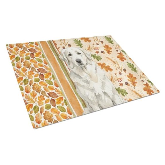 Carolines Treasures WDK7858LCB 15 x 12 in. White Great Pyrenees Heirloom Fall Glass Cutting Board