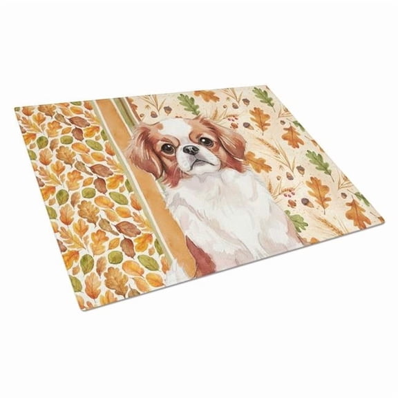 Carolines Treasures WDK7886LCB 15 x 12 in. Red & White Japanese Chin Heirloom Fall Glass Cutting Board