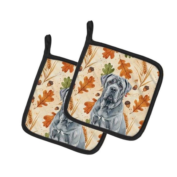 Carolines Treasures WDK7922PTHD 7.5 x 7.5 in. Blue Neapolitan Mastiff Heirloom Fall Pair of Pot Holders