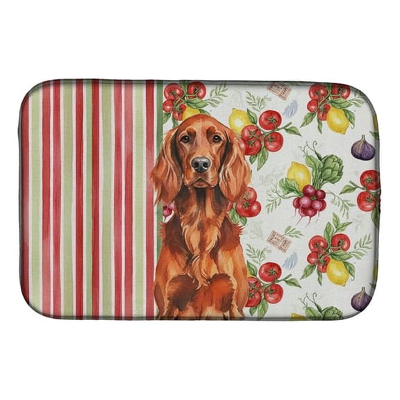 Carolines Treasures WDK8272DDM 21 x 14 in. Irish Setter Vegetables Dish Drying Mat