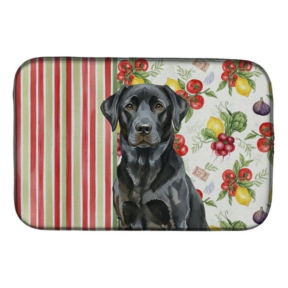 Carolines Treasures WDK8292DDM 21 x 14 in. Black Labrador Retriever Vegetables Dish Drying Mat