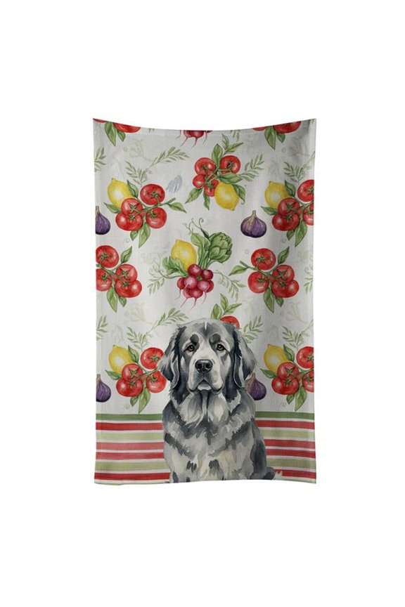 Carolines Treasures WDK8326KTWL Unisex Adult Gray Foundland Vegetables Kitchen Towel - 25 x 15 in.