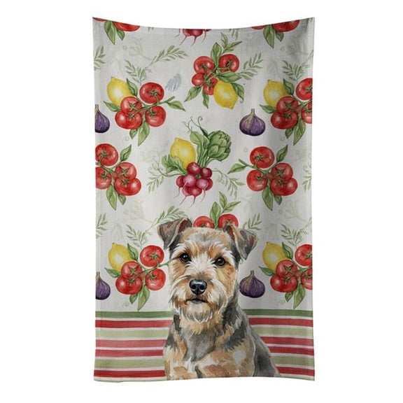 Carolines Treasures WDK8329KTWL Unisex Adult Grizzle & Tan Norfolk Terrier Vegetables Kitchen Towel - 25 x 15 in.