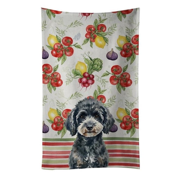 Carolines Treasures WDK8364KTWL Unisex Adult Miniature Black Poodle Vegetables Kitchen Towel - 25 x 15 in.