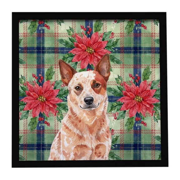 Carolines Treasures WDK8488MFP88 8 x 8 in. Red Heeler Australian Cattle Dog Christmas Poinsettias Framed Metal Print
