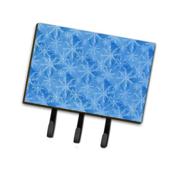 Carolines Treasures BB7576TH68 Watercolor Dark Blue Winter Snowflakes Leash or Key Holder, 6 x 2 x 9 in.