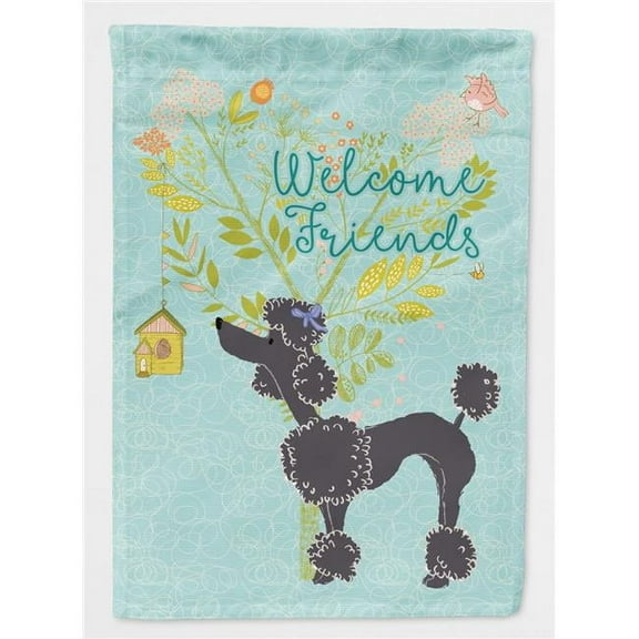 Carolines Treasures Welcome Friends Black Poodle Flag - Canvas House Size