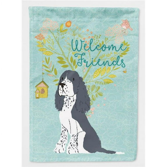 Carolines Treasures Welcome Friends Black Springer Spaniel Flag Garden - Size