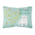 thumbnail image 1 of Carolines Treasures Welcome Friends English Bulldog White Canvas Fabric Decorative Pillow 12H x16W multicolor, 1 of 3