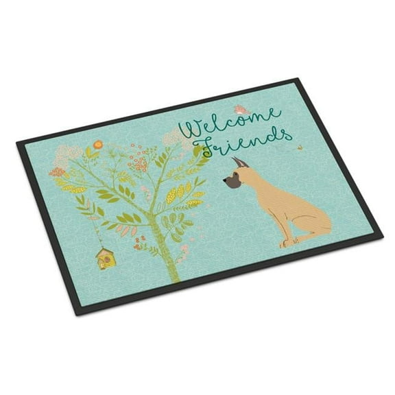 Carolines Treasures Welcome Friends Fawn Great Dane Cropped Ears Indoor or Outdoor Mat, 24 x 36 in.