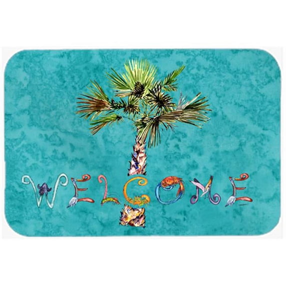 Carolines Treasures Welcome Palm Tree On Teal Mouse Pad
