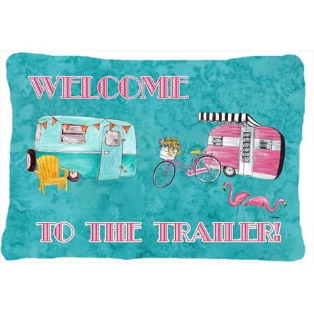 Carolines Treasures Welcome to the trailer Indoor & Outdoor Decorative Fabric Pillow 12 x 16 in.