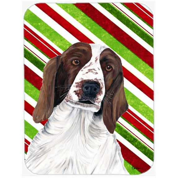 Carolines Treasures Welsh Springer Spaniel Candy Cane Holiday Christmas Glass Cutting Board - Large