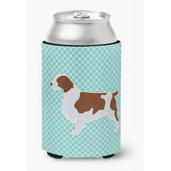 Carolines Treasures BB3700CC Welsh Springer Spaniel Checkerboard Blue Can or Bottle Hugger