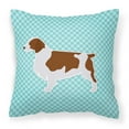 thumbnail image 1 of Welsh Springer Spaniel Checkerboard Blue Fabric Decorative Pillow BB3700PW1414, 1 of 2