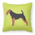 thumbnail image 1 of Carolines Treasures BB3785PW1414 Welsh Terrier Checkerboard Green Fabric Decorative Pillow, 1 of 4