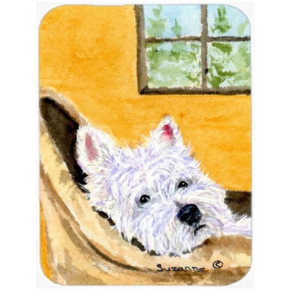 Carolines Treasures Westie Glass Cutting Board- Large