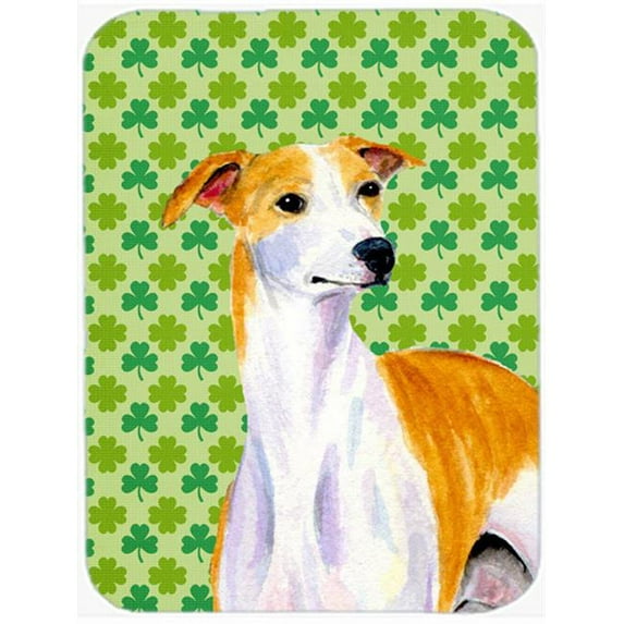 Carolines Treasures Whippet St. Patricks Day Shamrock Portrait Glass Cutting Board - Large
