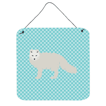 Carolines Treasures BB8051DS66 White Arctic Fox Blue Check Wall or Door Hanging Prints, 6 x 6 in.