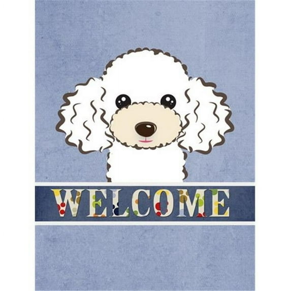 Caroline's Treasures BB1443CHF White Poodle Welcome Flag Canvas House Size , Large, multicolor