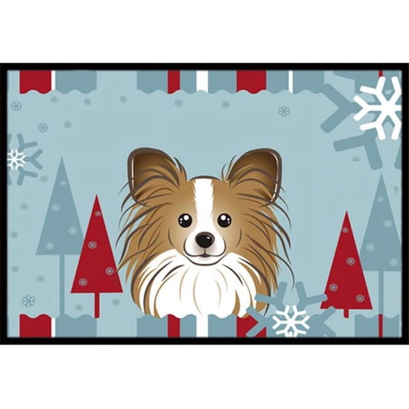 Carolines Treasures  Winter Holiday Papillon Indoor & Outdoor Mat - 24 x 36 in.