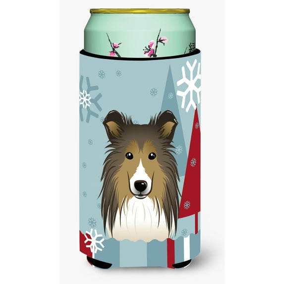 Carolines Treasures Winter Holiday Sheltie Tall Boy Beverage Insulator Hugger Tall Boy multicolor
