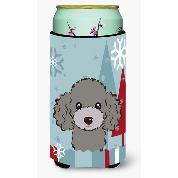 Carolines Treasures Winter Holiday Silver Gray Poodle Tall Boy Beverage Insulator Hugger Tall Boy multicolor