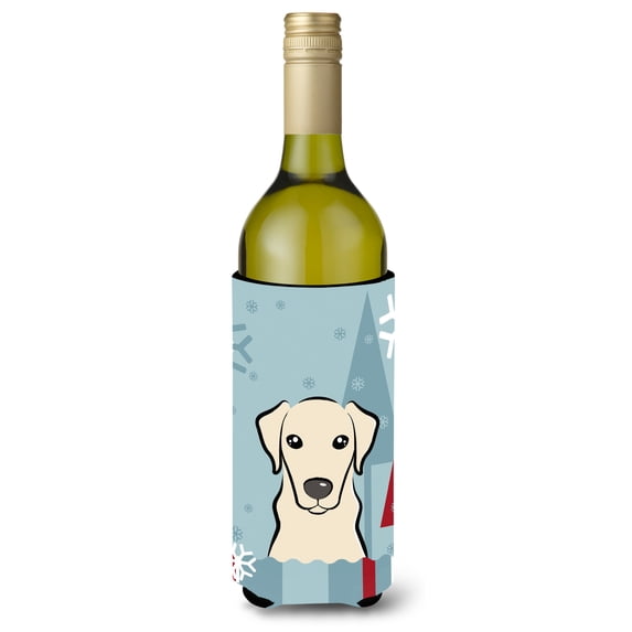 Carolines Treasures Winter Holiday Yellow Labrador Wine Bottle Beverage Insulator Hugger Wine Bottle multicolor
