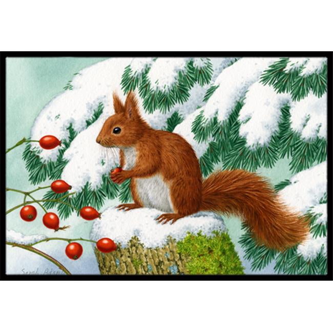 Carolines Treasures Winter Red Squirrel Indoor or Outdoor Mat