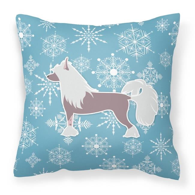 Carolines Treasures Winter Snowflake Chinese Crested Fabric Decorative Pillow 14Hx14W multicolor