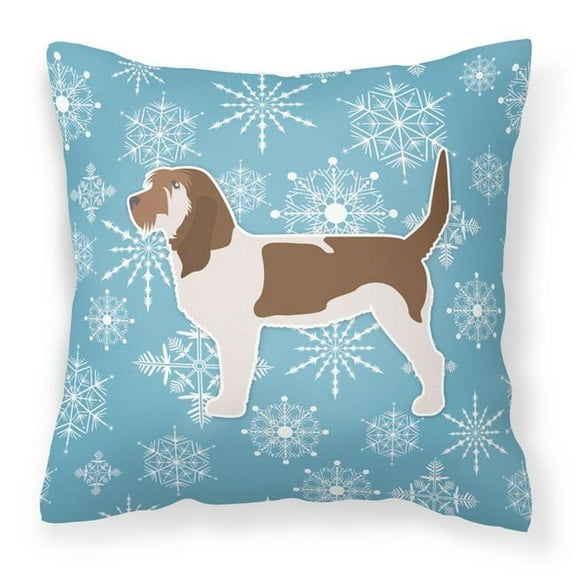 Carolines Treasures BB3490PW1818 Winter Snowflake Grand Basset Griffon Vendeen Fabric Decorative Pillow