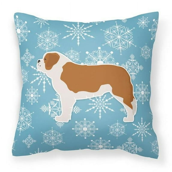 Carolines Treasures Winter Snowflake Saint Bernard Fabric Decorative Pillow 14Hx14W multicolor