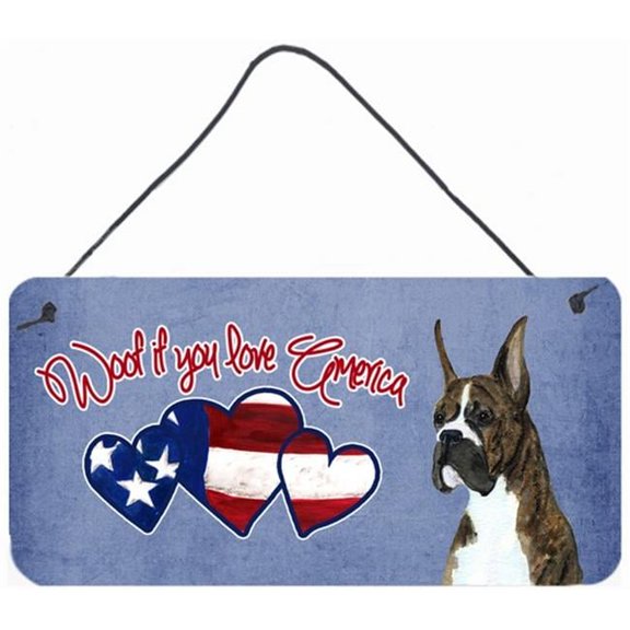 Carolines Treasures  Woof If You Love America Brindle Cropped Boxer Wall and Door Hanging Prints