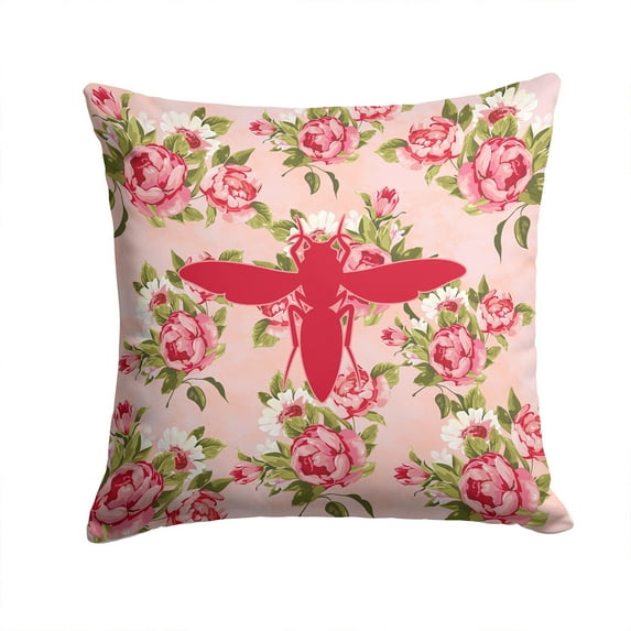 Carolines Treasures Yellow Jacket Shabby Chic Pink Roses Fabric Decorative Pillow 14Hx14W multicolor